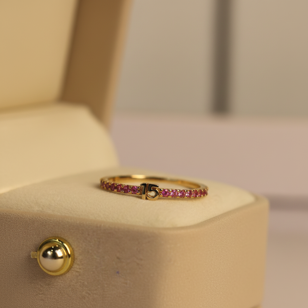 Anillo 15 Banda Rosa - Formato cuadrado tonos cálidos