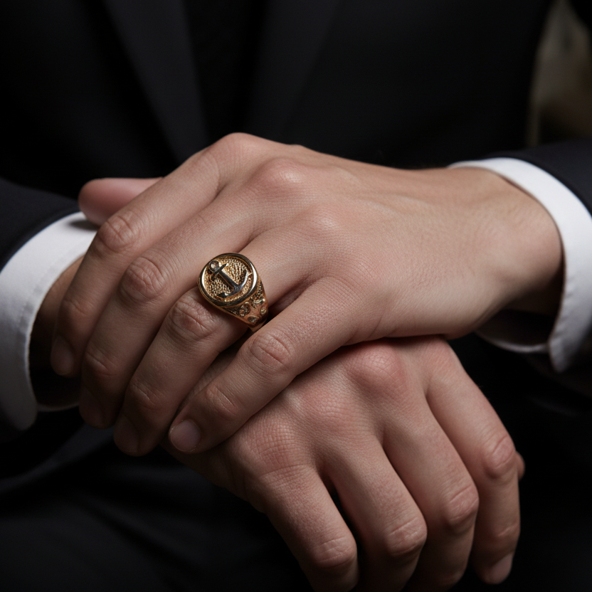 Anillo ancla en mano