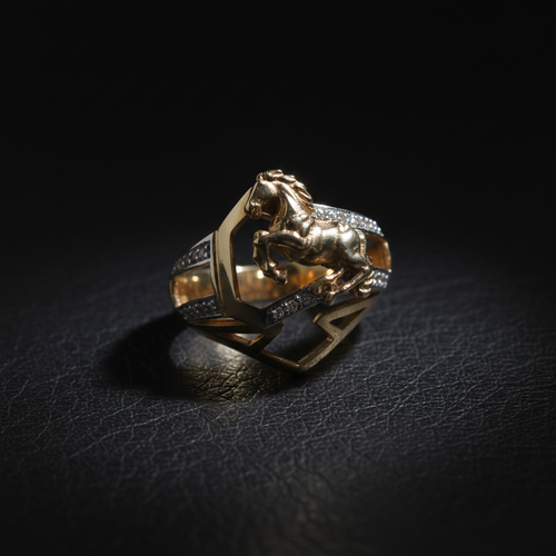 Anillo caballo rampante cuero mate