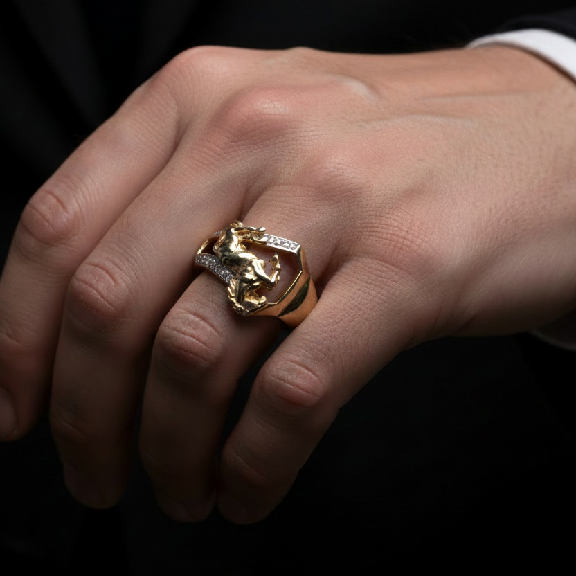 Anillo caballo rampante mano izquierda