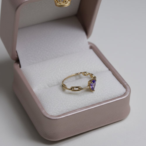 Anillo cadena morado - caja