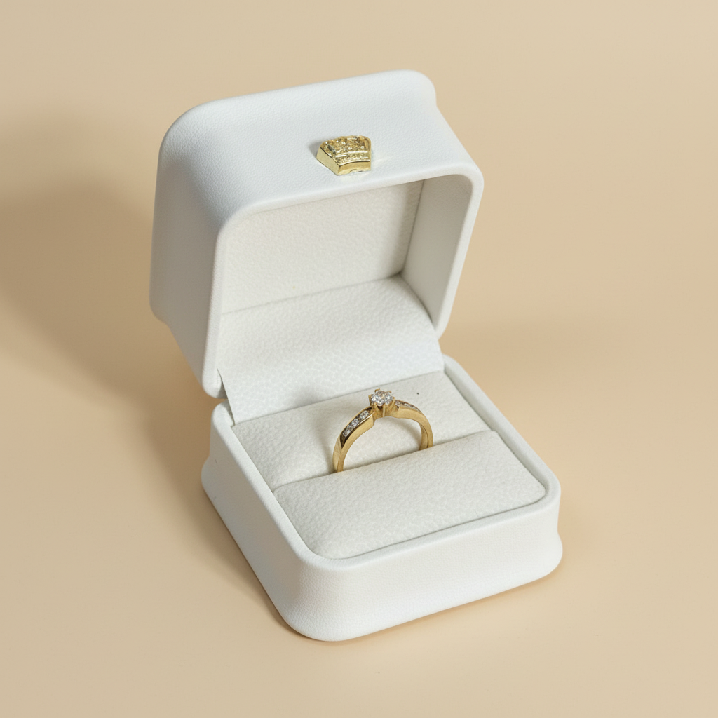 Anillo canal redondas en caja beige