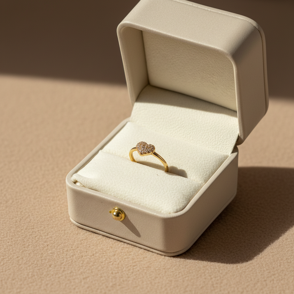 Anillo con corazón de diamantes mejorado