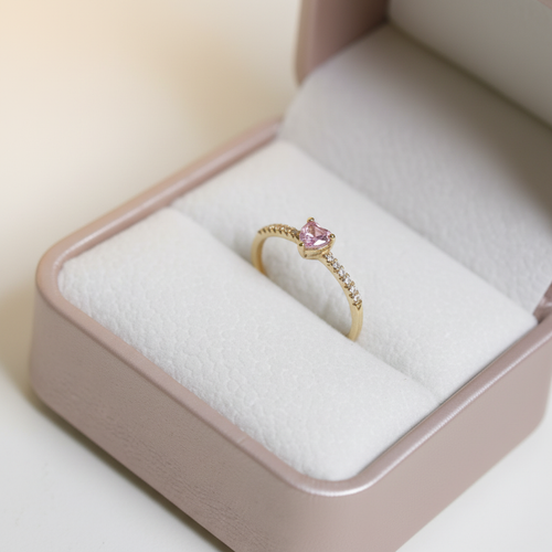 Anillo corazón rosado - producto