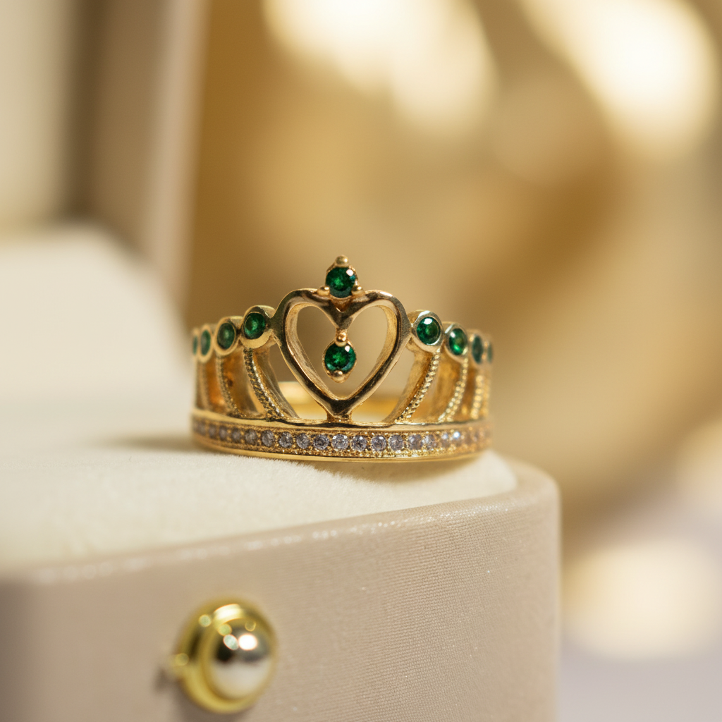 Anillo corona circones verdes formato cuadrado