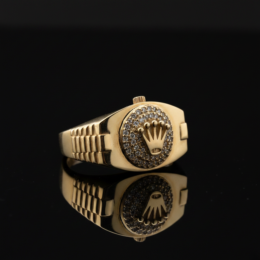 Anillo corona fondo negro