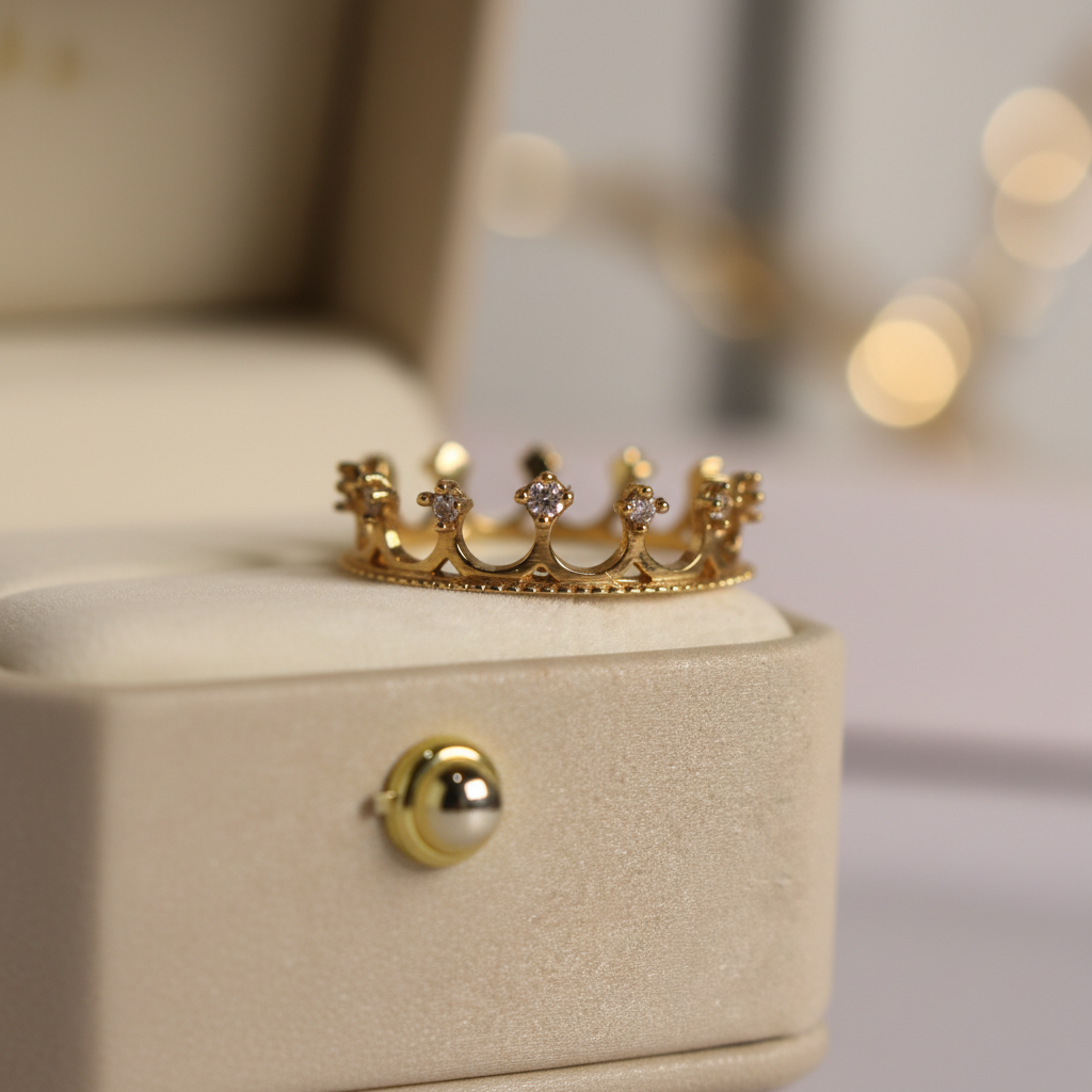 Anillo Corona Minimalista - Formato cuadrado tono cálido