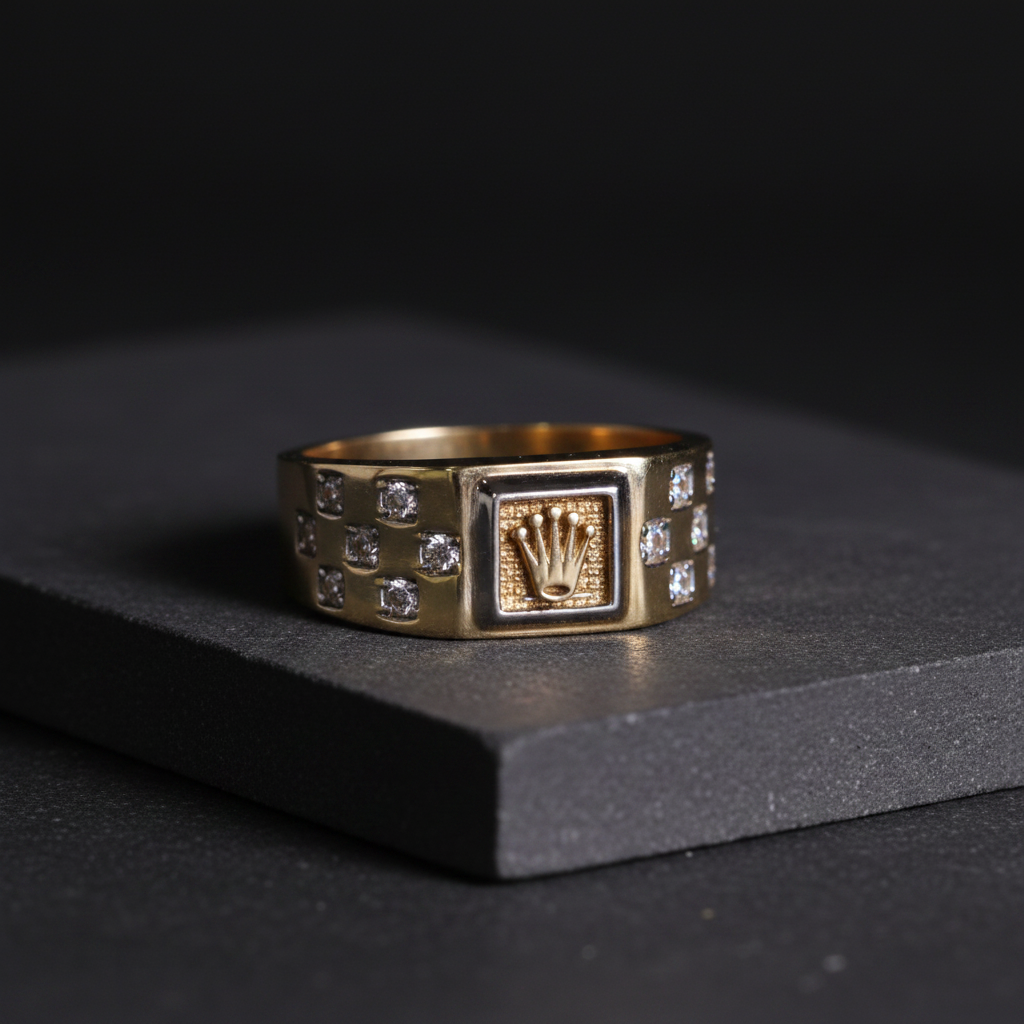 Anillo corona real diamantes editorial