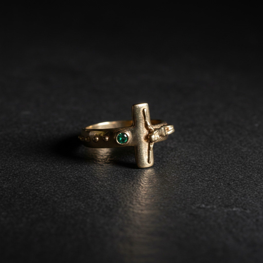 Anillo cruz esmeralda editorial