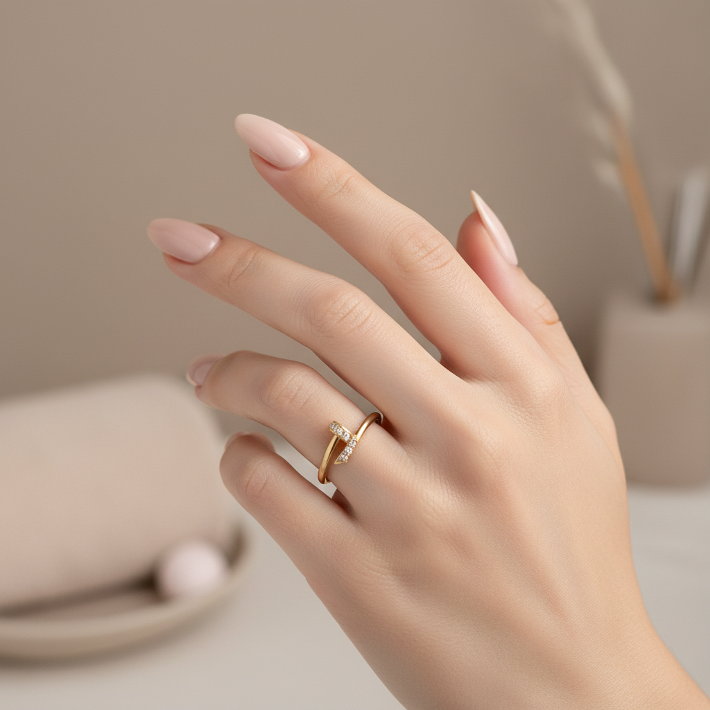 Anillo curvo diseño original en anular