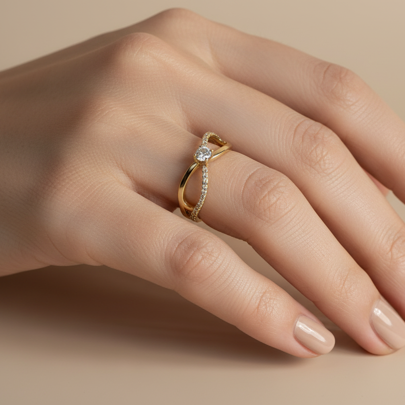 Anillo doble banda en mano