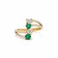 Anillo Doble Banda Esmeraldas y Diamantes – Producto
