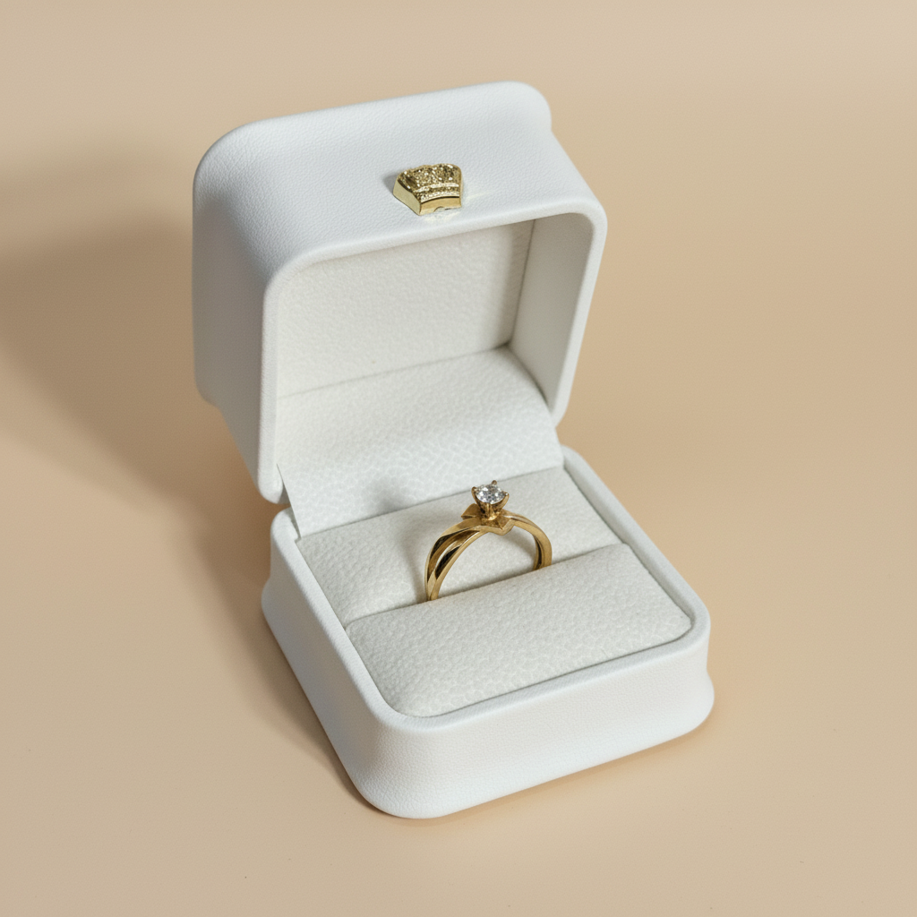 Anillo dos bandas retorcidas en caja beige