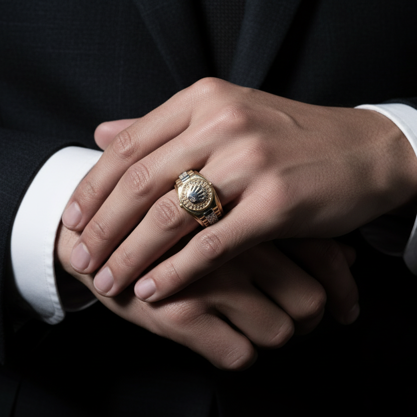 Anillo en mano de hombre con traje