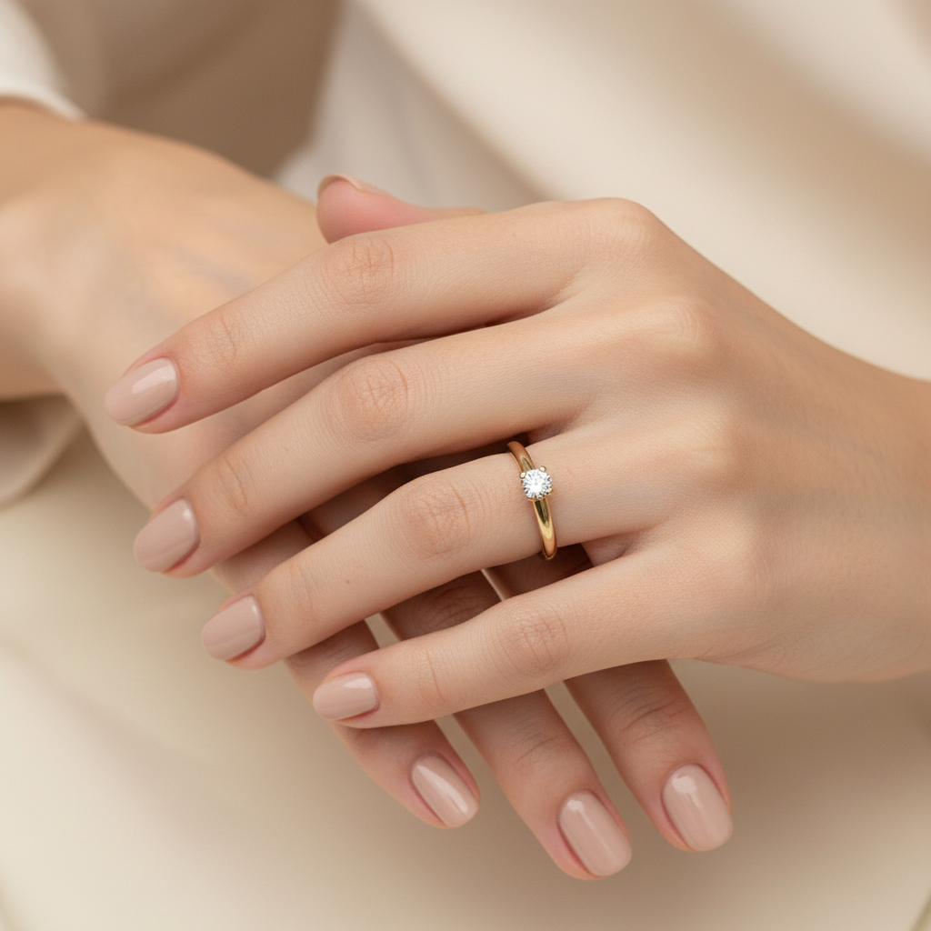 Anillo en mano delicada y arreglada