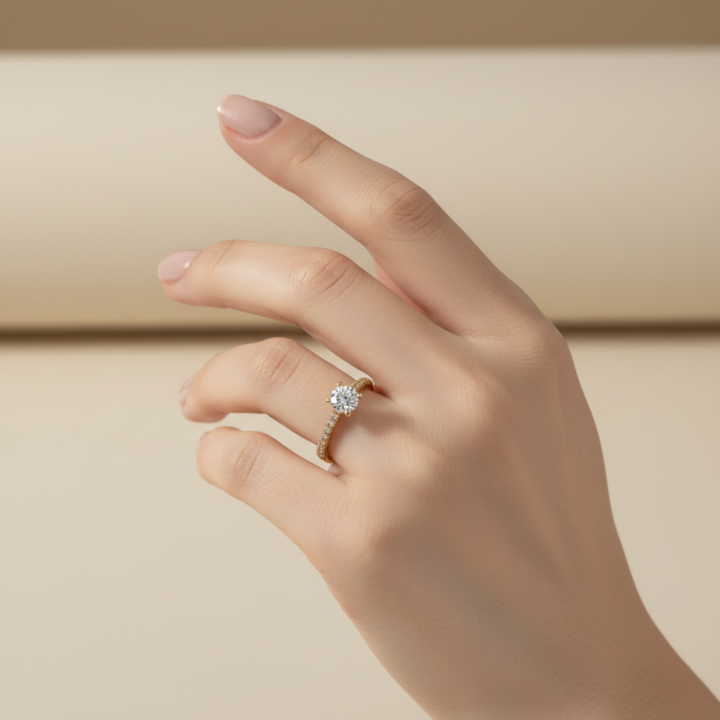 Anillo en mano delicada y arreglada