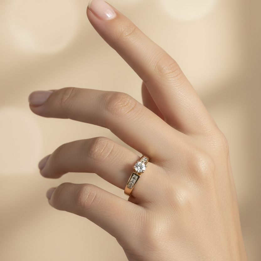 Anillo en mano delicada