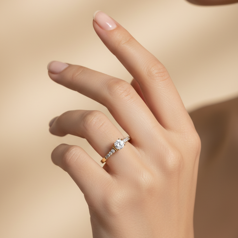 Anillo en mano delicada