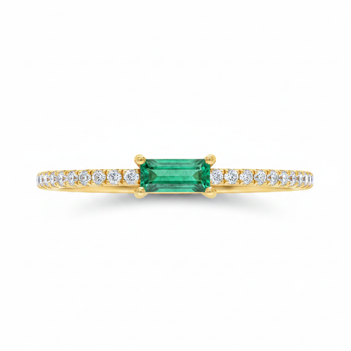 Anillo Esmeralda Baguette Diamantes – Producto fondo blanco