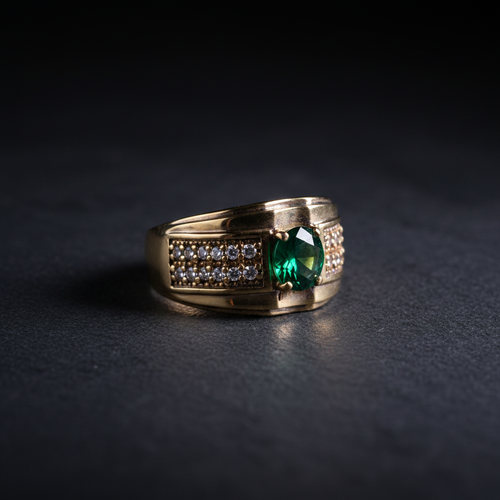 Anillo esmeralda oval editorial