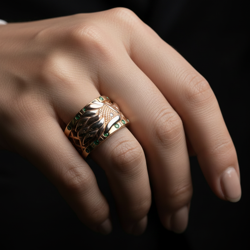 Anillo fénix manos masculinas