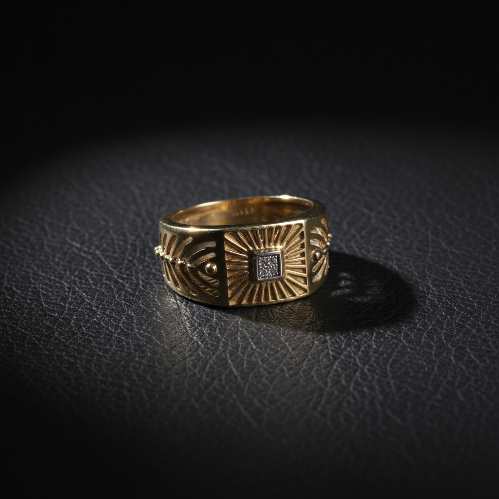 Anillo filigrana cuero mate