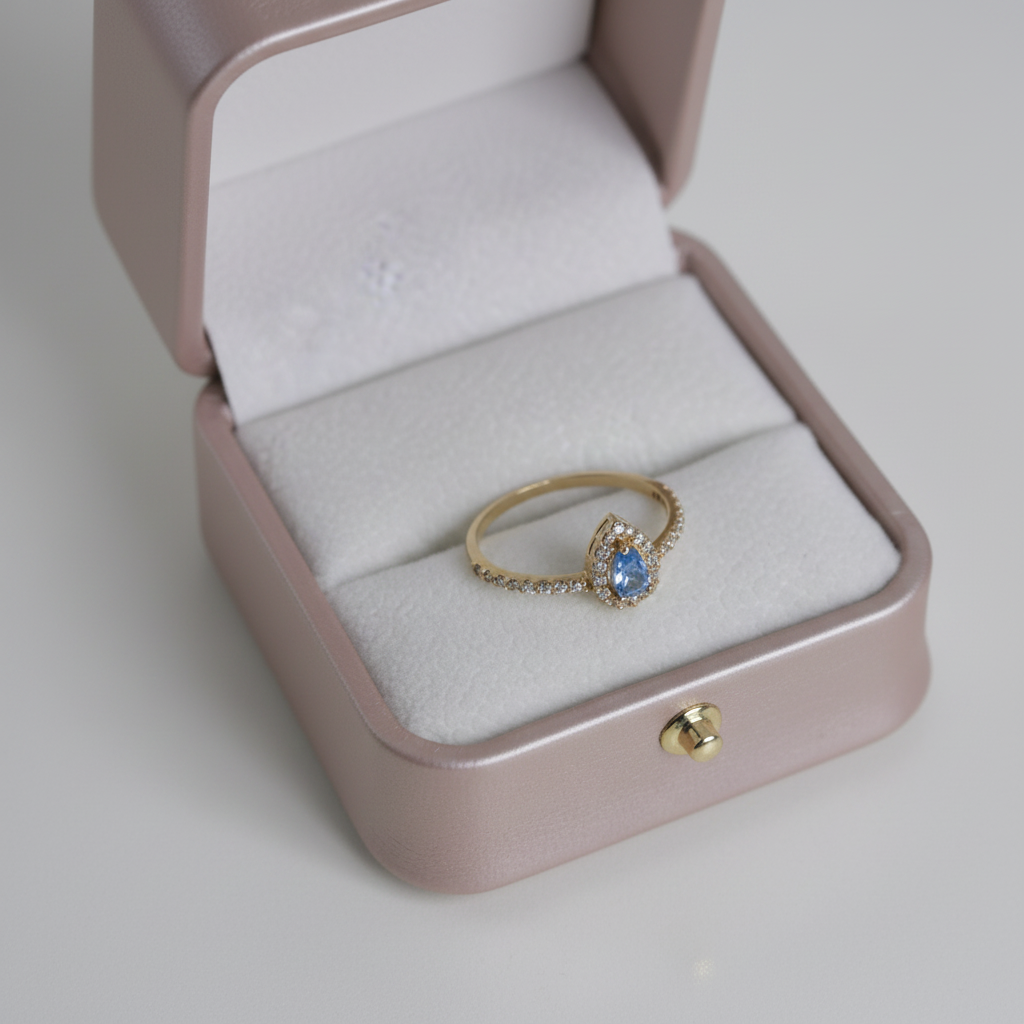 Anillo gota azul - caja
