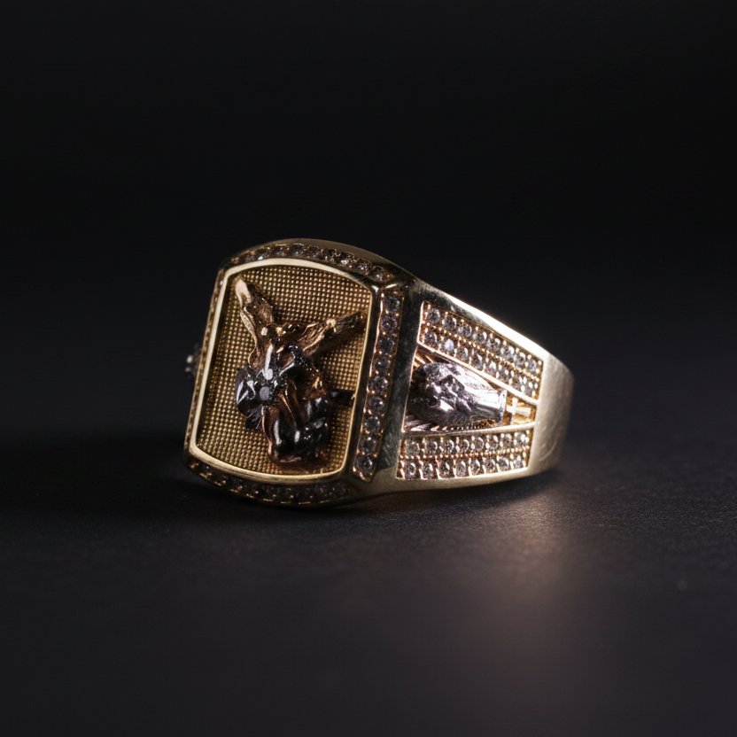 Anillo águila fondo negro
