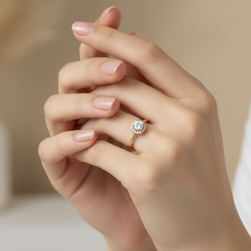 Anillo halo en mano delicada
