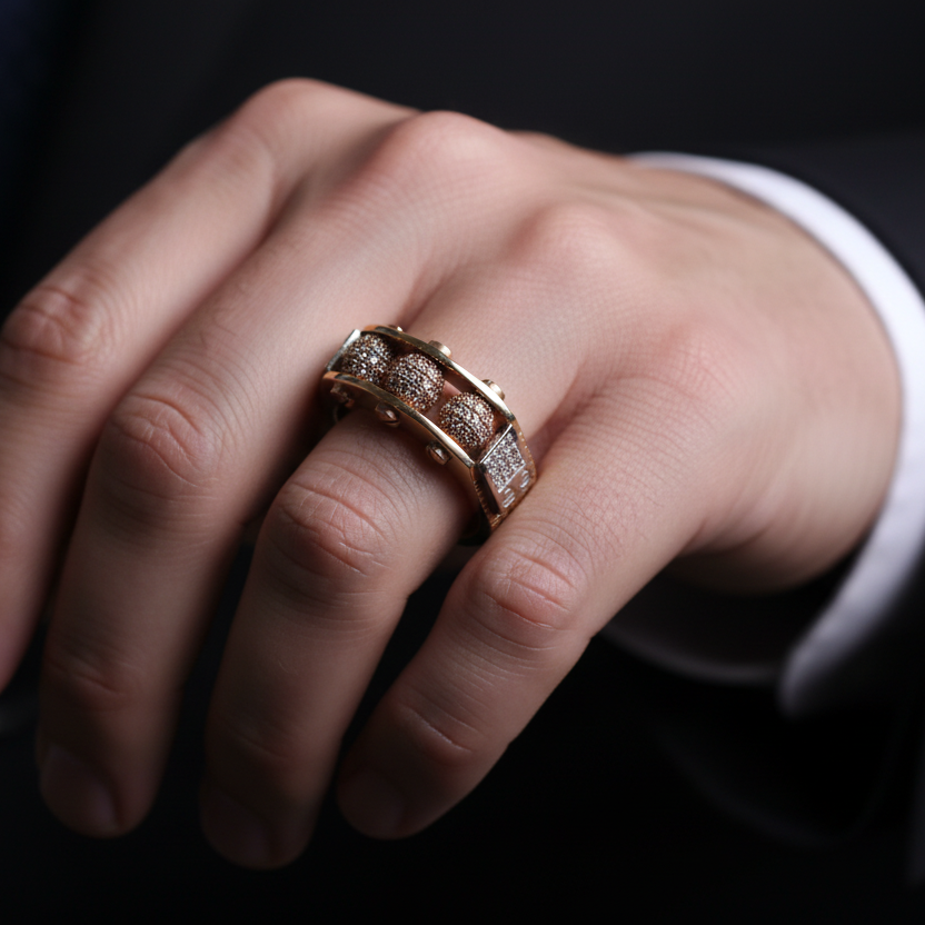 Anillo medallones circulares en mano