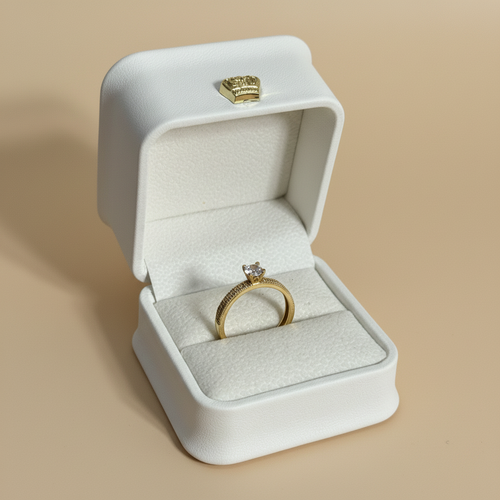 Anillo milgrain en caja beige