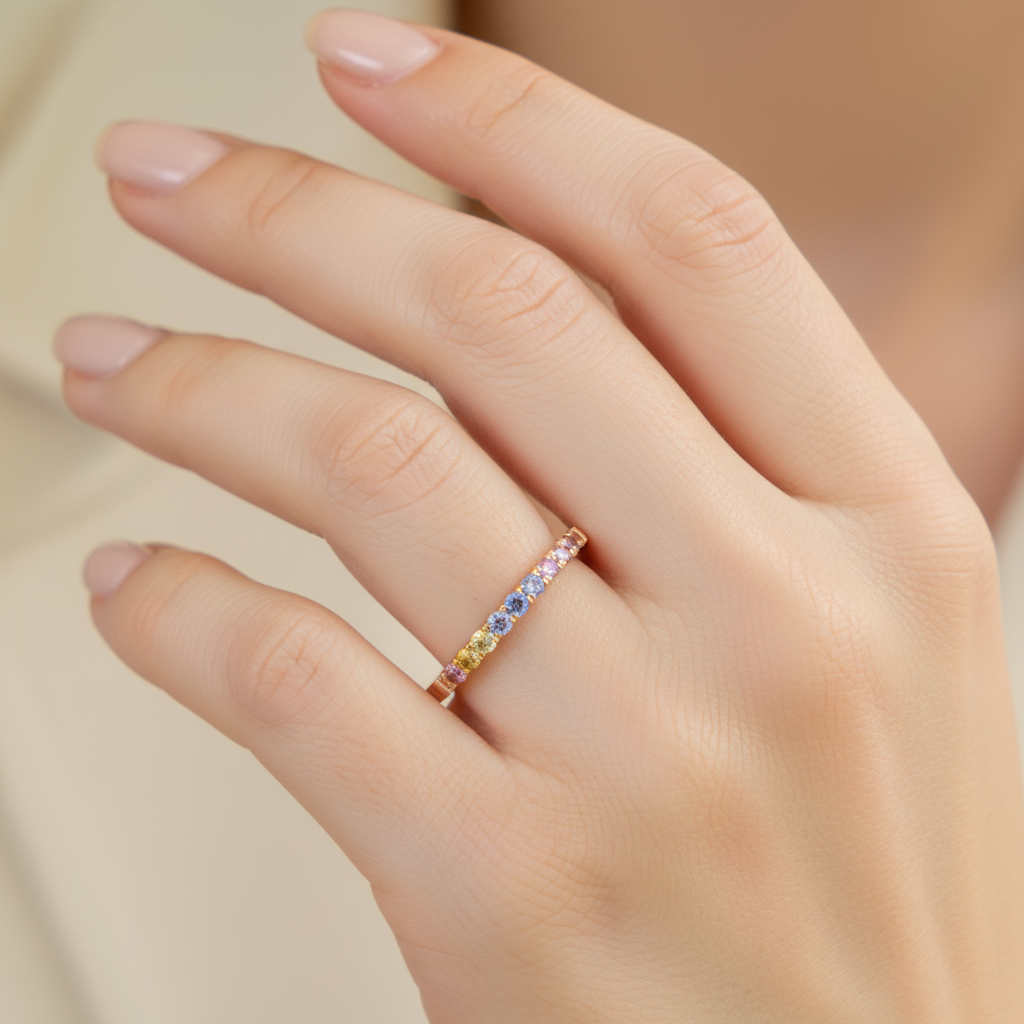 Anillo Multicolor – Mano de modelo