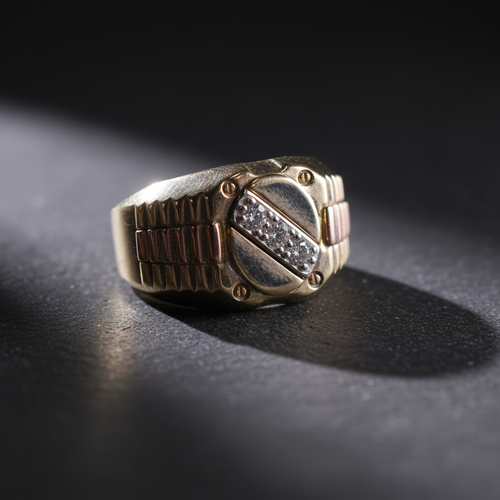 Anillo ónix negro diagonal editorial