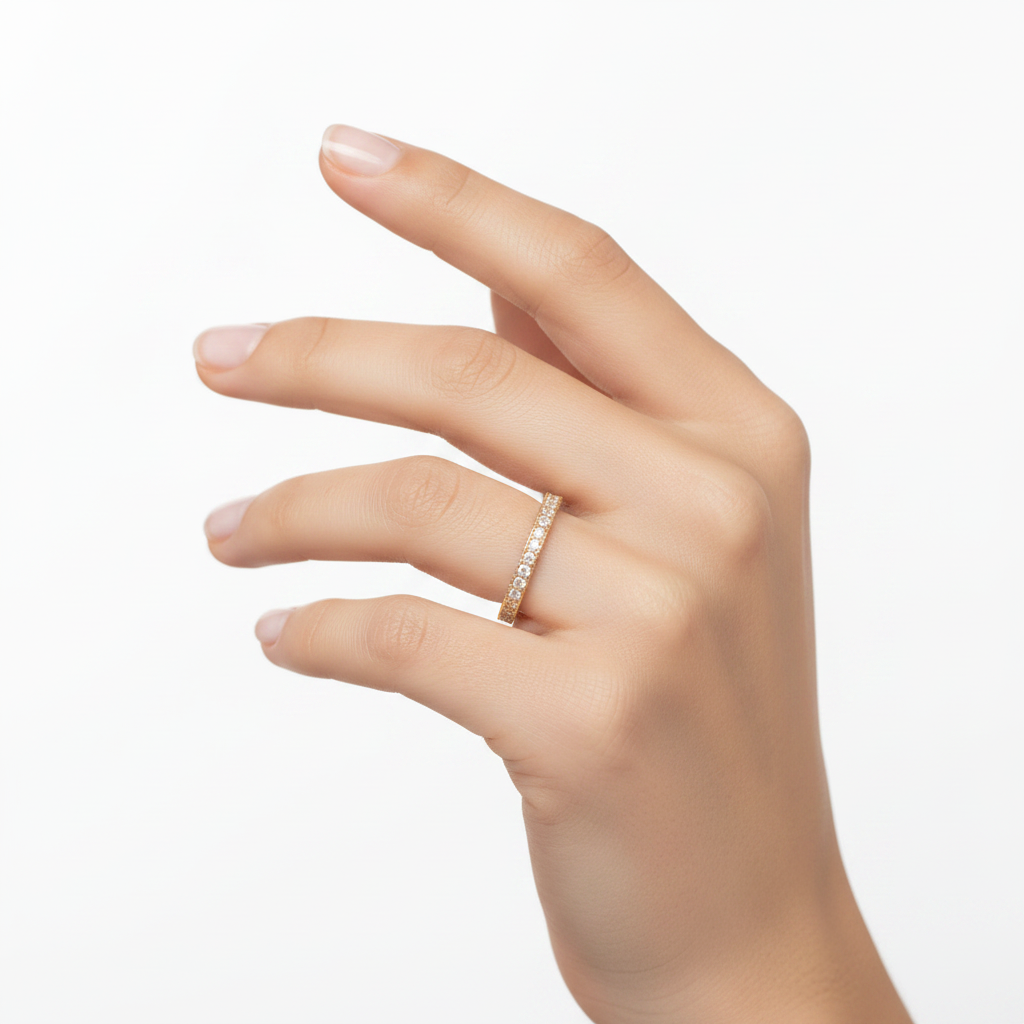 Anillo pavé una sola mano