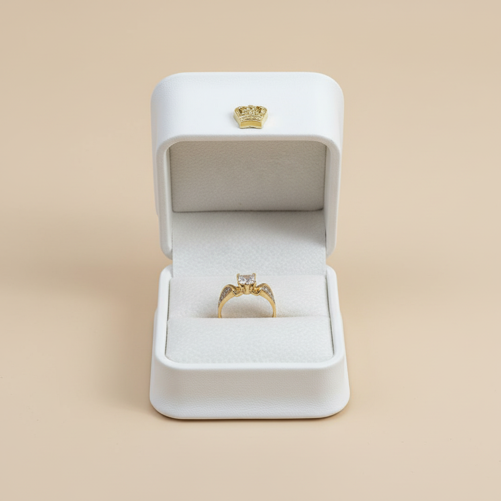 Anillo princess pavé degradado en caja beige