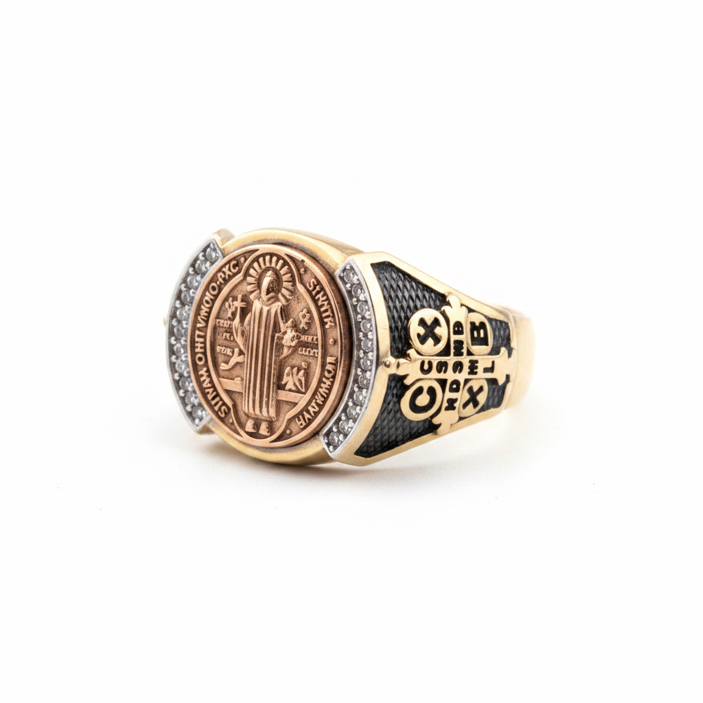 Anillo San Benito negro fondo blanco