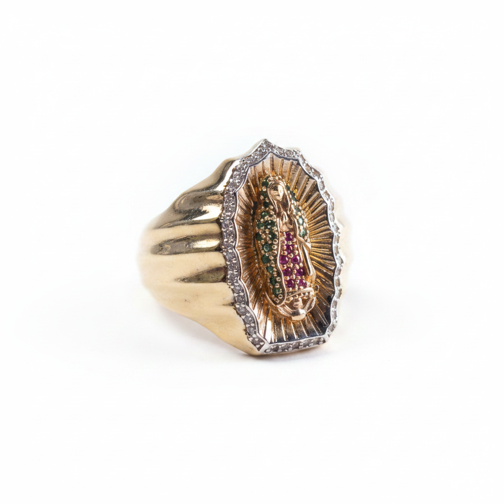 Anillo Virgen Guadalupe fondo blanco
