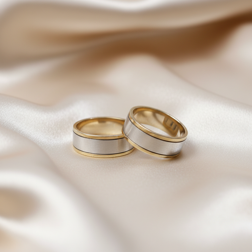 Anillos bicolor sobre seda
