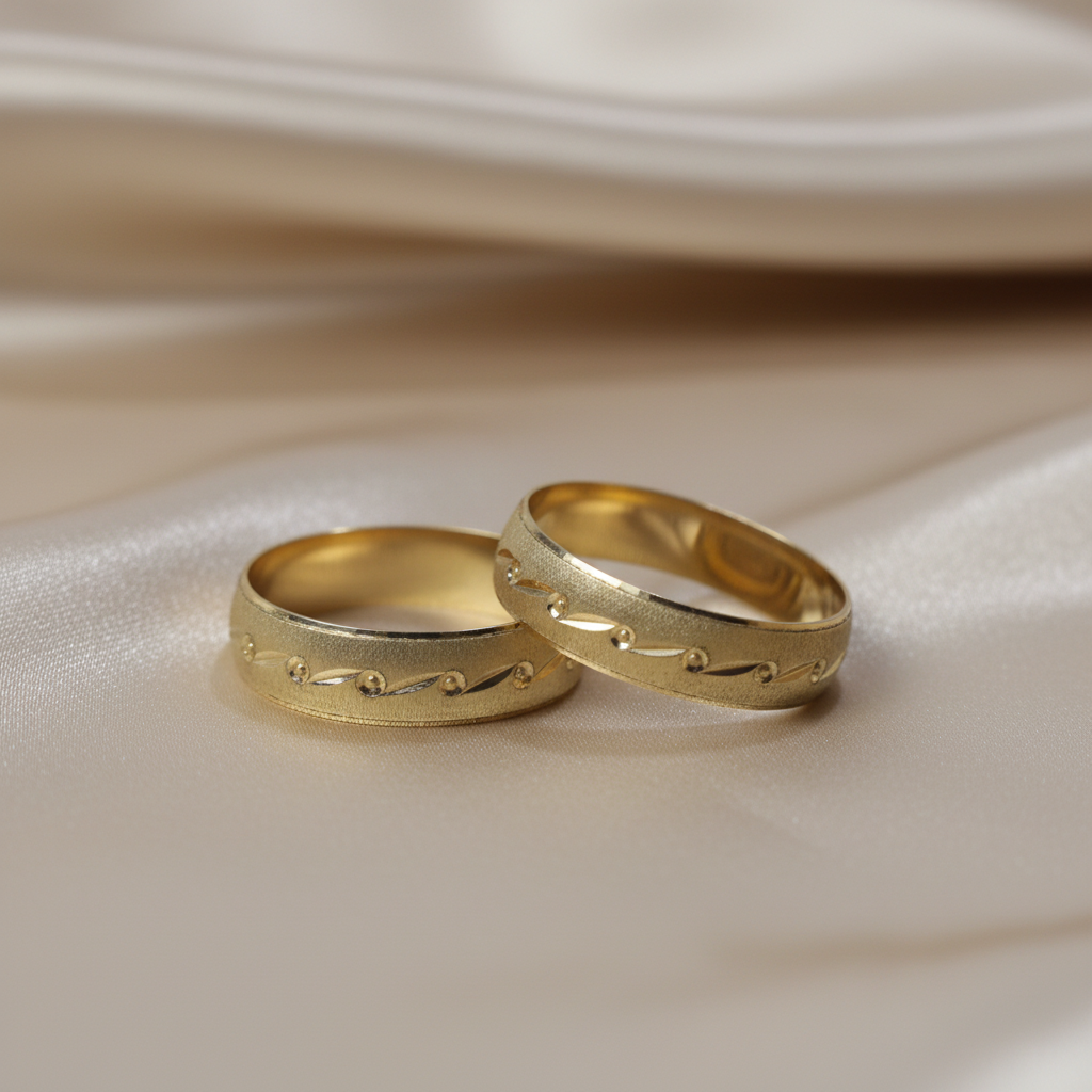 Anillos boda punto con patrón ondulado
