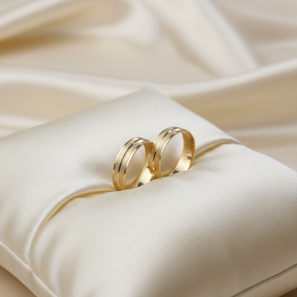 Anillos de boda en almohadilla