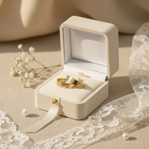 Anillos de boda en exhibición especial