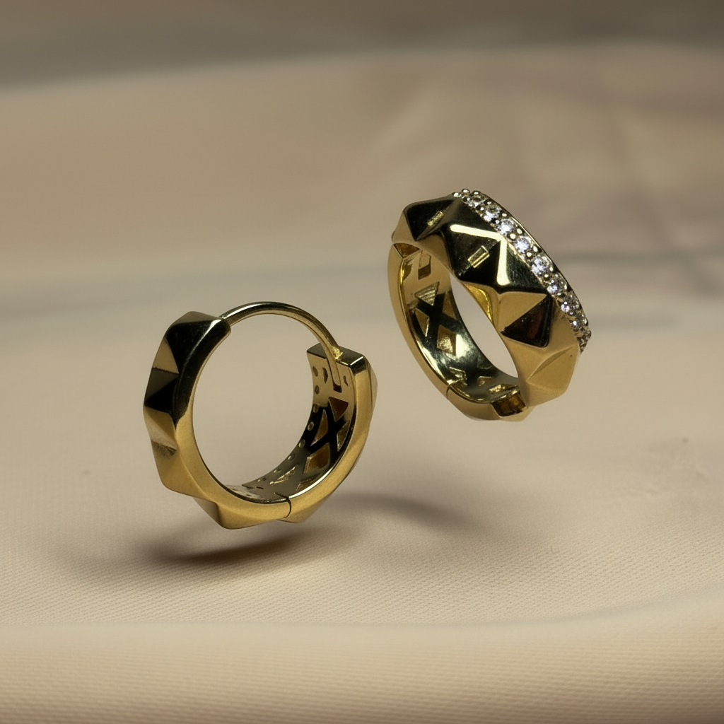 Anillos de oro geométricos - Otro ángulo