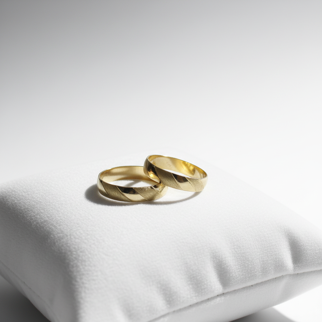 Anillos en almohadilla blanca luxury