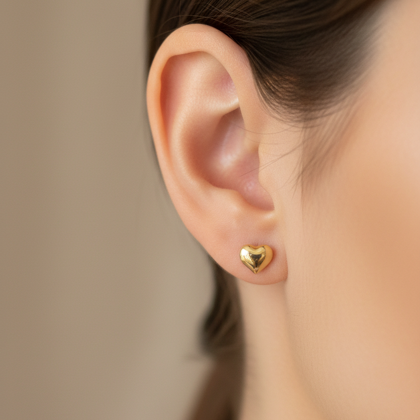 Arete corazón micro en oreja