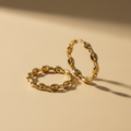 Aretes argolla tipo cadena en oro 18K - sin exhibidor