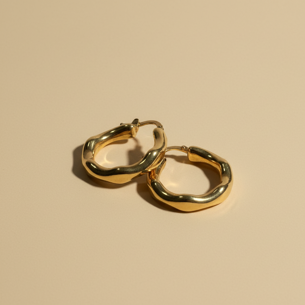 Aretes argolla tubulares en oro 18K - par