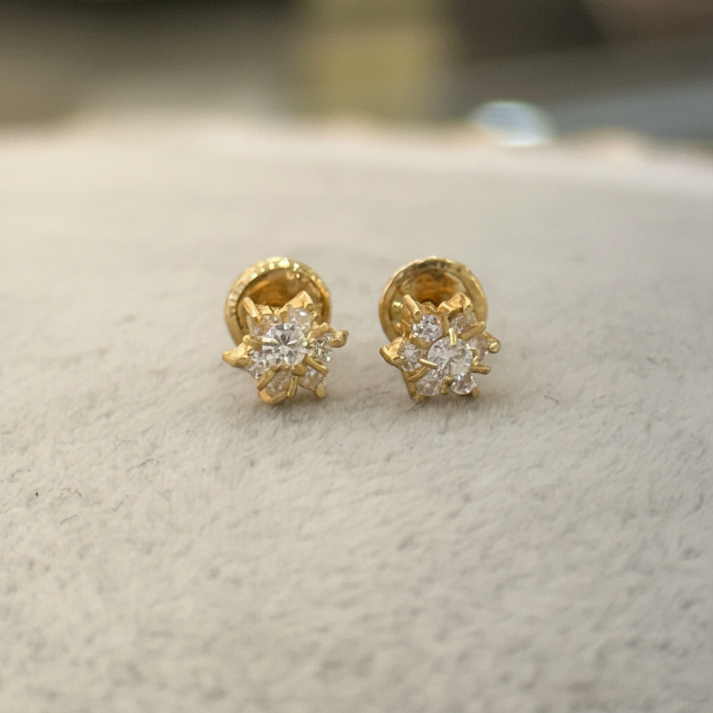 Aretes con circonitas fondo beige