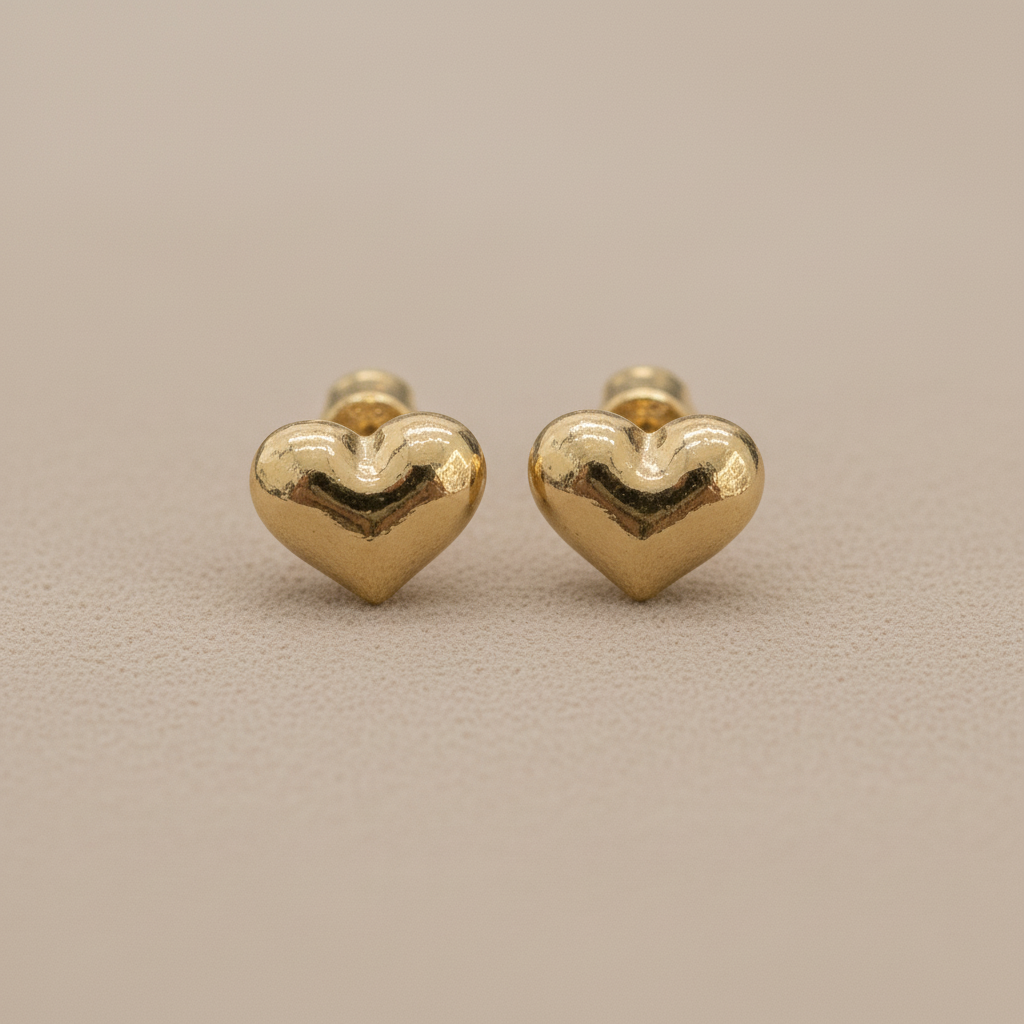 Aretes corazón abombado de frente