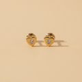 Aretes corazón con cristal de frente