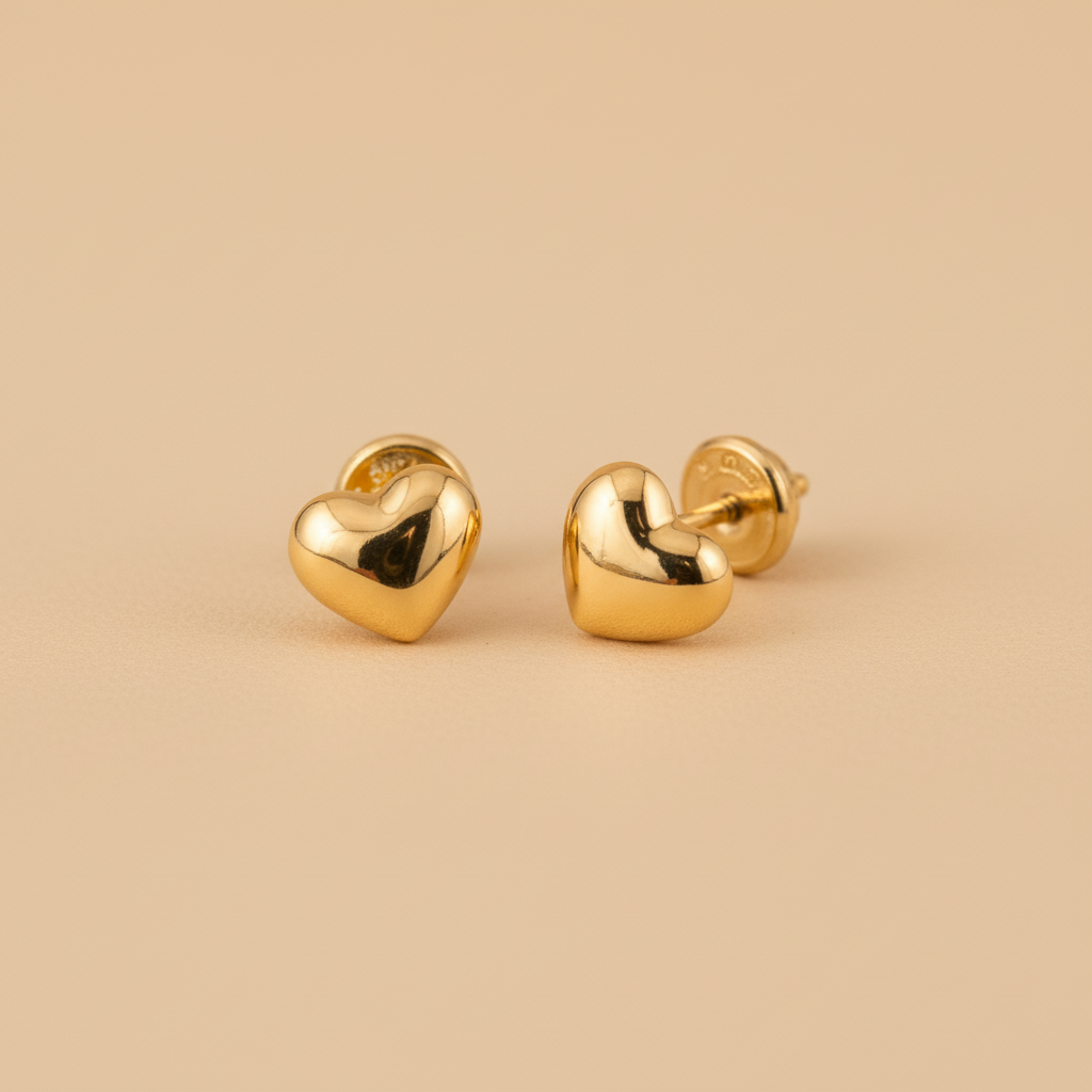 Aretes corazón liso profesional